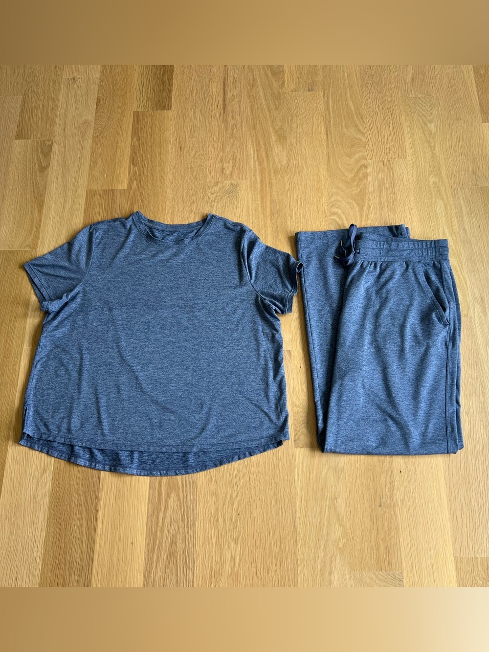 Zella Restore Soft Matching Set Blue Tempest Large Tee + Drawstring Pants, Large - Picture 6 of 10